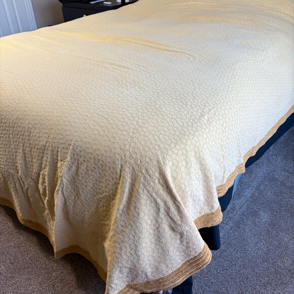 Vintage Morgan Jones Chenille Bedspread Mustard Yellow MCM - Picture 2 of 5